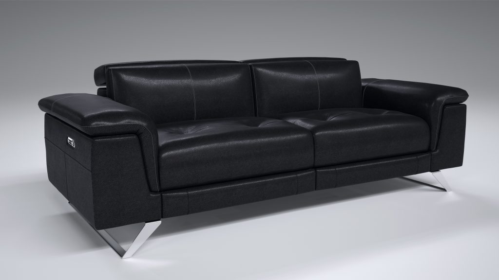 Canapé en cuir noir en visuel photo-réaliste 3D un grand distributeur de meubles haut de gamme, international & Visuels virtuels 3D et animation ulrtra-réaliste
