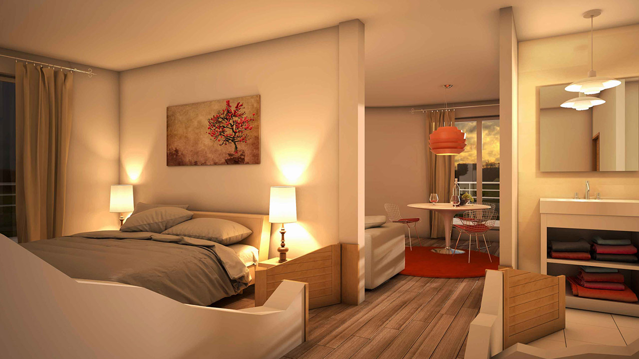 Dessin photoréaliste twings3D d'une Chambre